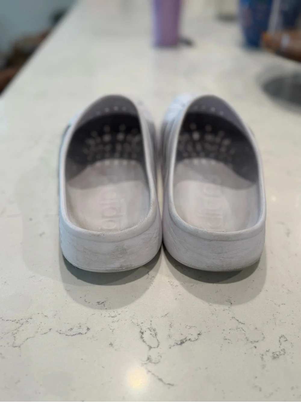 adidas Kids White Slip-On Clogs with Black Stripes